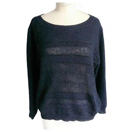 Vanessa Bruno Athe DIE VANESSA BRUNO Wunderschöner marineblauer Mohair-Pullover mit silbernen Fäden T2 Marineblau