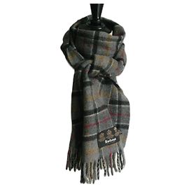 BARBOUR Tartan Scarf New Condition Wool Grey