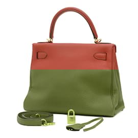 Hermès-Hermes Kelly 28 Handbag in Vermilion Red-Red
