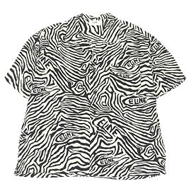 Céline Celine Rayon Zebra Print Open Collar Shirt Other