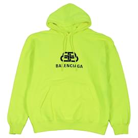 Balenciaga-Balenciaga BB Logo Oversized Hoodie Neon Yellow-Other