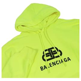 Balenciaga-Balenciaga BB Logo Oversized Hoodie Neon Yellow-Other