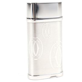 Cartier-Cartier Silver Godron 2C Oval Gas Lighter-Silvery