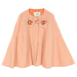 Fendi-Fendi Cashmere Mink Poncho FF8364W18-Pink