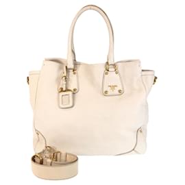 Prada-Prada Vitello Daino Leather Tote Bag-White