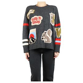 Weekend Max Mara Dunkelgrauer Take It Easy Motivpullover - Größe M Grau