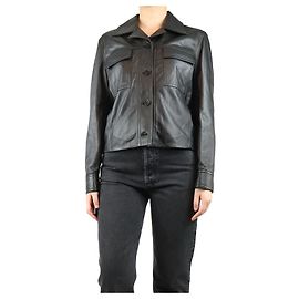 Joseph Schwarze Salvador Cropped-Lederjacke - Größe UK 12 Schwarz