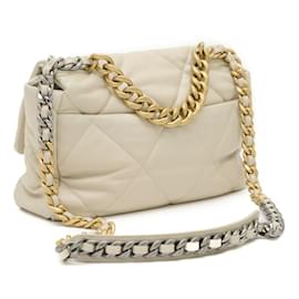 Chanel-Chanel 19 Large Chain Shoulder Bag in Ivory Lambskin-Cream