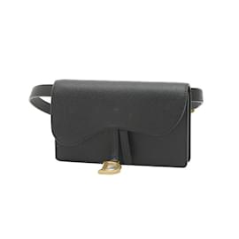Christian Dior-Christian Dior Dior Saddle Belt Pouch Waist Bag-Black
