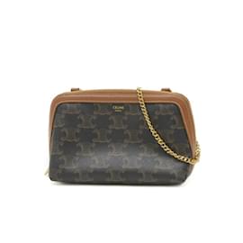 Céline-Celine Triomphe Chain Shoulder Bag-Brown