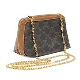 Céline-Celine Triomphe Chain Shoulder Bag-Brown