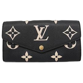 Louis Vuitton-Louis Vuitton Long Wallet Monogram Empreinte-Black,Beige