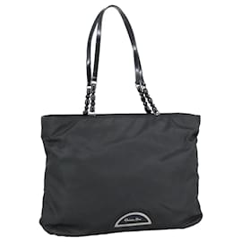 Christian Dior-Christian Dior Maris Pearl Tote Bag Nylon Black Silver Auth 102649-Black,Silvery