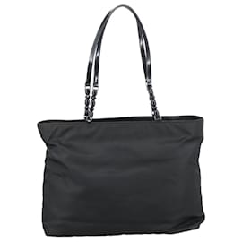 Christian Dior-Christian Dior Maris Pearl Tote Bag Nylon Black Silver Auth 102649-Black,Silvery