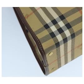 Autre Marque-Burberrys Nova Check Hand Bag PVC Leather Beige Auth 101882-Beige