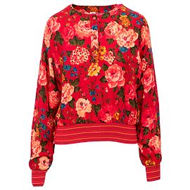 Emanuel Ungaro Ungaro Floral Printed Wool Top Red
