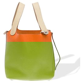 Hermès-HERMES Picotin Leather Bag Orange - 102332-Orange