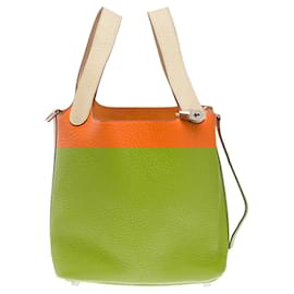 Hermès-HERMES Picotin Leather Bag Orange - 102332-Orange