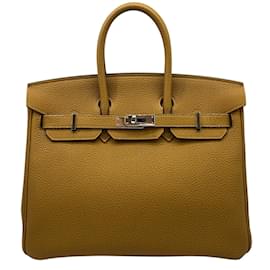 Hermès-Hermes Birkin 25 Verso Togo Handbag-Golden,Caramel