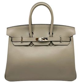 Hermès Borsa Hermes Birkin 25 Swift Grigio Asfalto Marrone