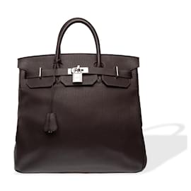 Hermès-HERMES Haut a Courroies Brown Leather Bag - 102344-Brown