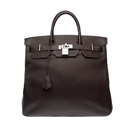 Hermès-HERMES Haut a Courroies Brown Leather Bag - 102344-Brown