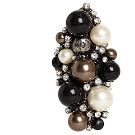 Chanel-Chanel 2004 Ring T53/54 Black White Pearls Maxi Ring US6.5-Silvery