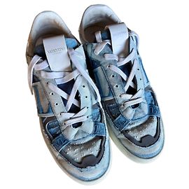 Valentino Garavani Navy and Light Blue Cotton Sneakers Navy blue Light blue