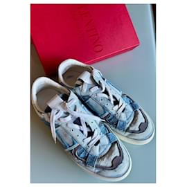 Valentino Garavani-Denim Sports Shoes-Navy blue,Light blue