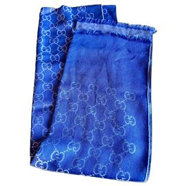 Sciarpa Gucci in seta e lana blu Blu