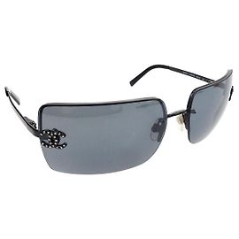 Occhiali da sole Chanel CC Logo neri tinti con strass 4104-B Nero