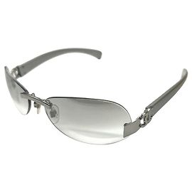 Gafas de sol sin montura Chanel CC Logo gris plateado 4037 Plata Gris