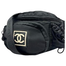 Chanel Nylon Fanny Bag Black Black