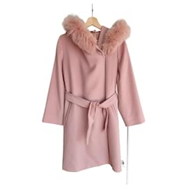 Max Mara-Max Mara Studio wool pastel pink/rose hooded coat-Pink