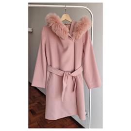 Max Mara-Max Mara Studio wool pastel pink/rose hooded coat-Pink