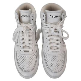 Céline Baskets montantes blanches en cuir pour hommes Celine Blanc
