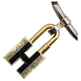 Hermès-Hermes H Motif Cadena Leather Necklace-Golden