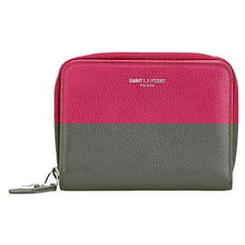 Yves Saint Laurent-Saint Laurent YSL Logo Leather Wallet-Pink