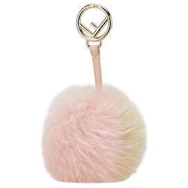 Fendi-Fendi Fur Pom Pom Charm Keychain-Pink