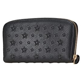 Jimmy Choo-JIMMY CHOO Star Motif Leather Long Wallet-Black