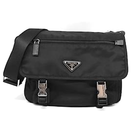 Prada-Prada Nylon Shoulder Bag Triangle Logo 1BD953-Black
