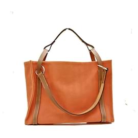 Hermès-Hermes Cabalicol Orange Brown 2way Tote Bag-Orange