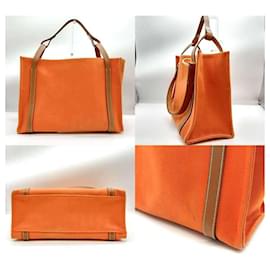 Hermès-Hermes Cabalicol Orange Brown 2way Tote Bag-Orange