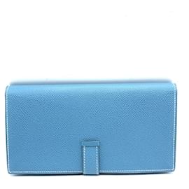 Hermès-Hermes Epsom Bearn Souffle Long Wallet-Blue