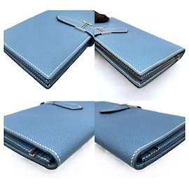 Hermès-Hermes Epsom Bearn Souffle Long Wallet-Blue