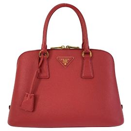 Prada Saffiano Promenade Leather Handbag Red Red