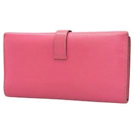 Hermès-Hermes Chevre Bearn Dupli Long Wallet-Red