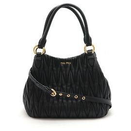Borsa a mano in pelle matelassé Miu Miu 5BE886 Nero