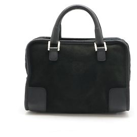 Loewe Suede Leather Amazona 28 Anagram Handbag Black