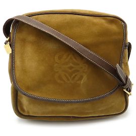Bolsa de ombro Loewe de camurça e couro Anagram Marrom